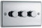BG Electrical Intelligent Triple Wall Dimmer Switch, 2 Way, Raised Profile, Round Edges, Nexus Metal, Polished Chrome, 200W, NPC83
