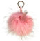 Realkontor XXL Taschenanhänger mit Lederband und Karabiner, Schlüsselanhänger Bommel Pelzbommel Pompon Pelz Fell Echtpelz, Zartrosé, XXL 16-20 cm Durchmesser