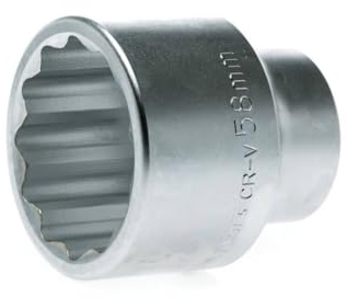 Teng Tools 58MM 1 Inch Drive 12 Point Metric Shallow Chrome Vanadium Socket | Mechanic Tool | Hand Tool - M110558
