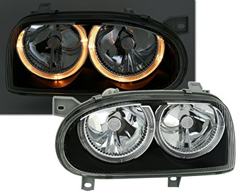 Depo Angel Eyes Scheinwerfer Set Klarglas Schwarz mit Standlichtringen