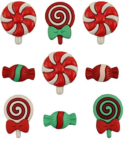 Buttons Galore Christmas Candy, Acrylic, Multi-Colour, 0.5 x 2 x 2 cm