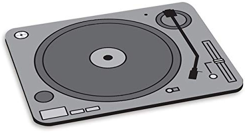 Turntable Record Player Grey Black Cartoon PC Computer Mouse Mat Pad