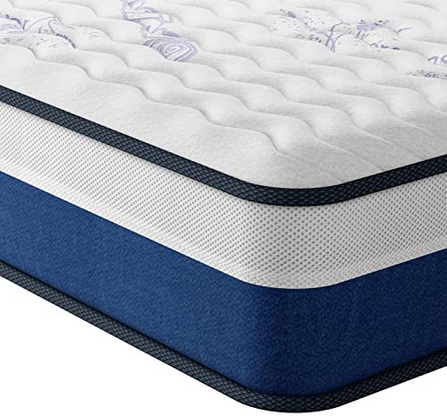 Vesgantti King Mattress, 10 Inch Hybrid Mattress King Size with Breathable Memory Foam and Individual Pocket Spring-Medium Firm, 150x200x25cm