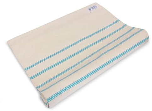 TEMPELWELT Yogamatte Yogateppich 190 x 66 cm, 100% Textil Bio Baumwolle Natur Blau Gestreift, Textile Yogaunterlage für Yoga und Meditation