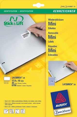Inkjet-Laser-Etikett 17,8X10,0Mm L4730Rev-25 Stick+Lift Rand Rundum