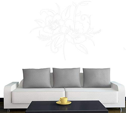 A690 Wandtattoo Hibiskusblüte 60cm x 50cm weiss (erhältlich in 40 Farben und 4 Größen)
