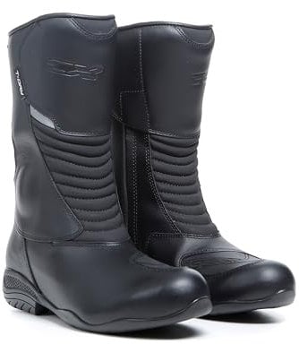 TCX - Lady Aura Plus Waterproof, Stivale da Moto Donna, Stivale Touring da Donna Impermeabile con Membrana T-DRY, Tomaia in Pelle Rifinita, Chiusura con Zip Elastica e Velcro, Nero