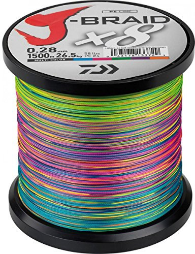 Daiwa J-Braid X8 0.06mm, 4kg/9,0lbs, 1500m multi colour - geflochtene Angelschnur
