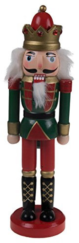 Classic King Nutcracker | Traditional Red & Green Uniform with Ornate Crown | Great Nutcracker for Any Collection | Classic Decorative Nutcracker | Perfect for Any Decor Theme | 100% Wood | 10” Tall