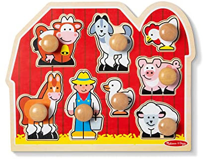 Melissa & Doug 13391 Farm Friends Large Peg Puzzle | Puzzle | Wooden Toy | 3+ | Gift for Boy or Girl, 3.81 cm H x 30.48 cm W x 39.37 cm L