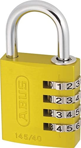 ABUS Cadenas à combinaison 145/40 jaune - Cadenas pour valises, casiers et autres. - Cadenas en aluminium - code numérique réglable individuellement - niveau de sécurité ABUS 4