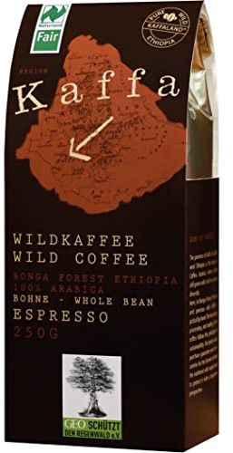 Kaffa Bio Wildkaffee Espresso Bohne 250 g