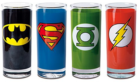 Logoshirt DC Comics - Superhelden - Batman - Superman - Green Lantern - Flash Gläser 4er Set - Lizenziertes Originaldesign