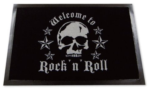 Welcome To Rock n Roll Skull Logo Fussmatte Fußabtreter Türmatte Fußmatte Schmutzmatte Schmutzfangmatte