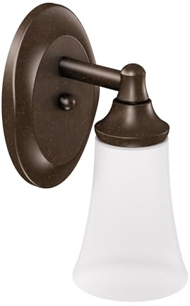 Moen YB2861ORB Eva 1-Light Dual-Mount Bath Bathroom Vanity Fixture with Frosted Glass, Oil Rubbed Bronze