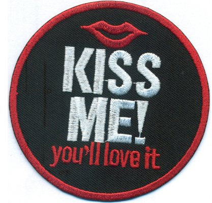 Kuss Lippen KISS ME You Will Love It Rockabilly Biker Girly Lady Aufnäher Patch
