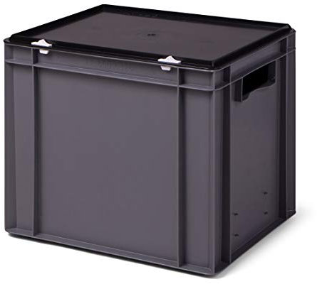 Euro-Stapelbox/Lagerbehälter KTK 400/320-0, grau mit schwarzem Verschluß-Deckel, 400x300x331 mm (LxBxH)
