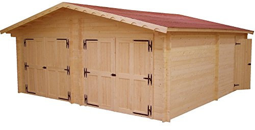 Habrita Foresta Garage Double en madriers massifs 60mm - 35,00 m²