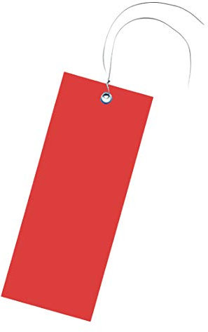 200 rote Hängeetiketten - Warenanhänger: Drahtanhänger aus Kunststoff mit Draht - 60x140mm - Farbe wählbar - Staffelpreise für Businesskunden ab 3, 6 oder 11 Verpackungseinheiten (VE)