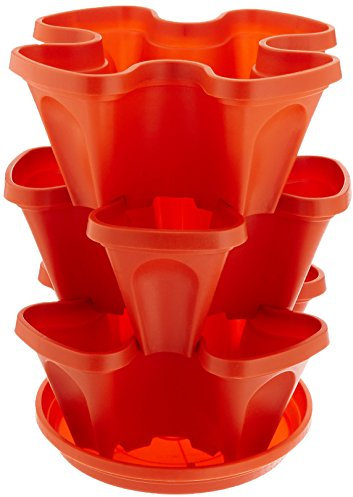 Mr. Stacky Pflanzgefäß-Set, 3 Etagen, stapelbar, vertikal, Terrakotta, klein