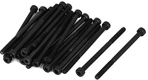 sourcing map 25pcs M4x60mm Vis à Tête Cylindrique à Six Pans Creux Tête Hexagonale Boulon Demi Filetage en Acier Allié 12.9 Noir