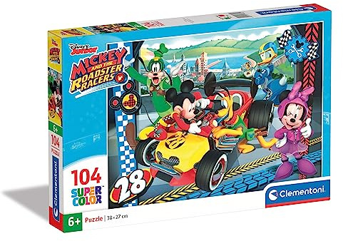Clementoni - 27984 - Supercolor Puzzle for children- Mickey and the Roadster Racers - 104 Pieces - Disney