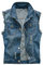 Kelmon Men's Sleeveless Lapel Denim Vest Jacket (Small, Blue)