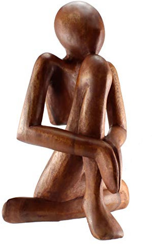 budawi® Holzskulptur Holzfigur meditierend Höhe ca. 30 cm Yoga Figur Dekofigur