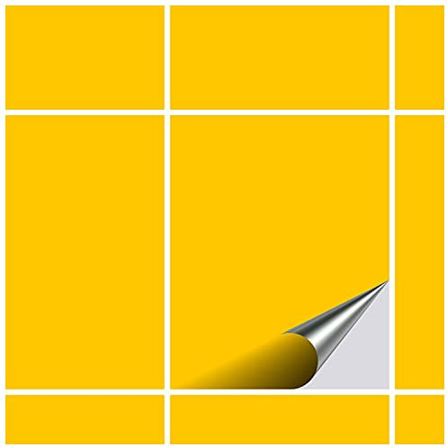 FoLIESEN - Adesivi per piastrelle 20x25 cm | Adesivi murali autoadesivi per bagno e cucina I Resistenti ai graffi e rimovibili | 30 Decalcomania per piastrelle, .:Giallo opaco