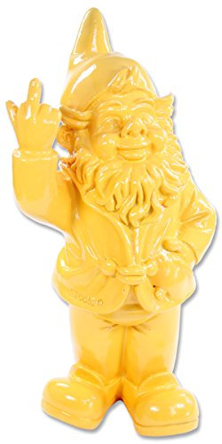 STONE-LITE Figurine - Nain de Jardin donnant Le Doigt - 20cm - Jaune - Cadeau Amusant