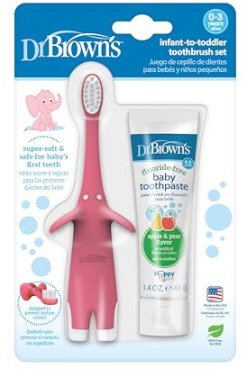 Dr. Brown's Infant-to-Toddler Toothbrush Set, 1.4 Ounce, Pink