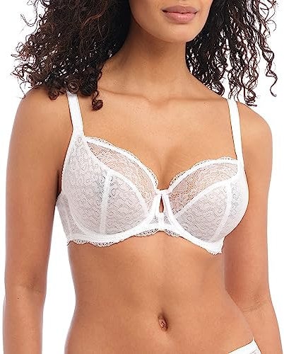 Freya Women's Fancies 1011 Underwire Non Padded Plunge Bra, White, 28FF