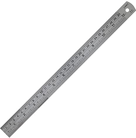 Linex SL30 Stahl-Lineal, 300 x 19mm, cm und Zoll-Skala, Umrechnungstabelle