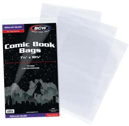 BCW Supplies Comic-Beutel, dick, silberfarben, 100 Stück