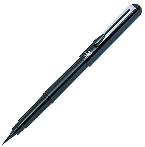 Pentel GFKPN Pocket Brush stylo pinceau encre à pigments pour calligraphie, croquis, dessins Noir + 4 cartouches