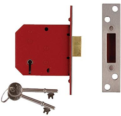 Union Locks 2101 5-Lever Mortice Deadlock 77.5mm - Satin Chrome Finish (Visi Pack)