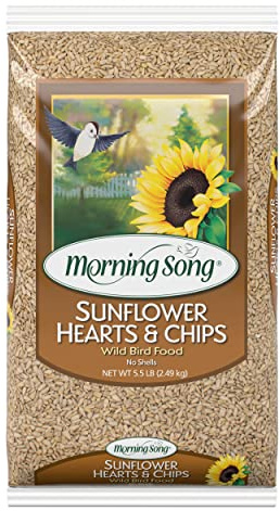 Morning Song Sunflower Hearts & Chips Wild Bird Food, No Mess Sunflower Seeds for Birds, 5.5-Pound Bag
