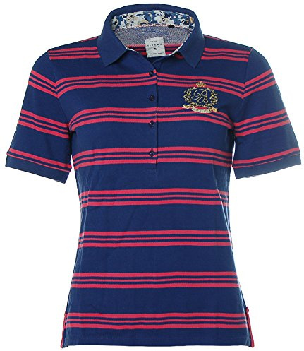 Kitaro Damen Kurzarm Shirt Poloshirt Streifen Pikee 38 blau rot Palm Beach