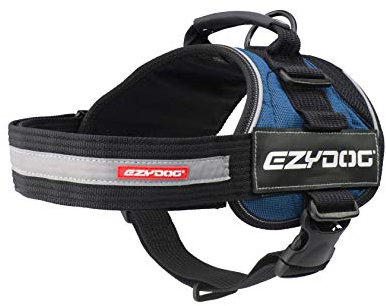 EZYDOG Convert Dog Harness | Magnetic Handle, Anti Pull Harness, Dog Harness for Small, Medium and Large Dogs, LED Light Mount, Reflective Strips, Contoured & Breathable Fabric (XL, Blue)