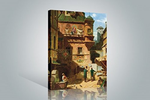 1art1 Carl Spitzweg Poster Kunst Und Wissenschaft, 1880 Bilder Leinwand-Bild Auf Keilrahmen | XXL-Wandbild Poster Kunstdruck Als Leinwandbild 120x80 cm