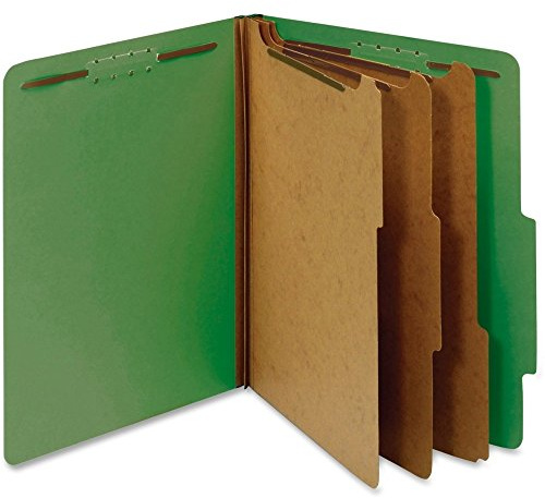 Pendaflex Classification Folders, Standard, 3 Dividers, Embedded Fasteners, 2/5 Cut Tab, Dark Green, Letter, 10/BX (24097)