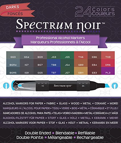 Spectrum Noir Colouring System Alcohol Marker Dual Nib Pens Box Set - Darks - Pack of 24