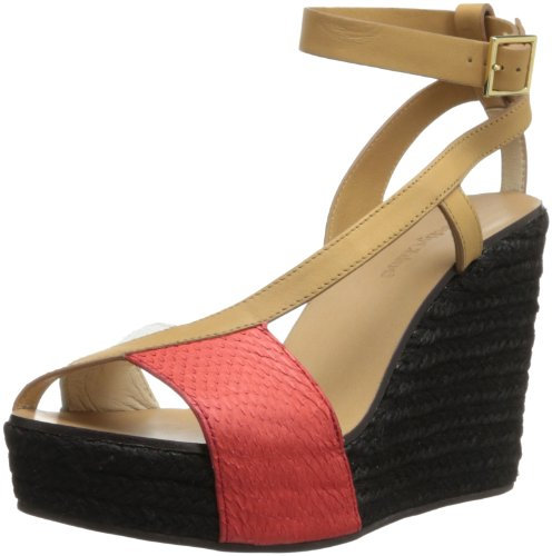 See by Chloe Damen Espadrille Keilabsatz Knöchelriemen, Schwarz (Schwarz/Rot/Weiß Schlange), 40 EU