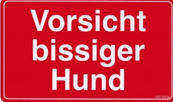Hinweisschild - VORSICHT BISSIGER HUND - Gr. 25 x 15 cm - 308452 rot