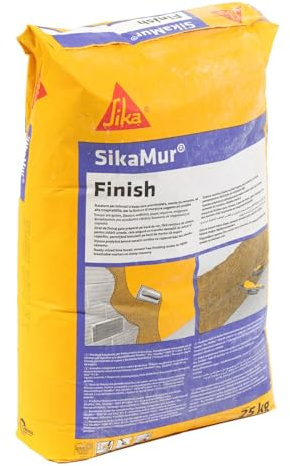 SIKA - Rasante superficiale per intonaci - SikaMur Finish - Bianco - 25kg | Finitura liscia e traspirante per pareti trattate - Polvere premiscelata a basso spessore per risultati estetici top