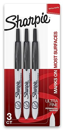 Sharpie Retractable Permanent Markers, Ultra Fine Point, Black, 3 Count