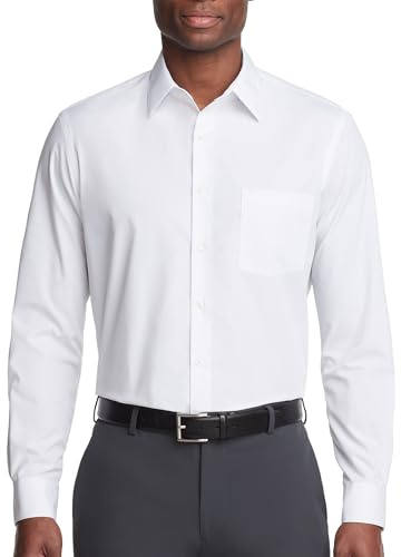 Van Heusen Men's Dress Shirt Regular Fit Poplin Solid, White, 18 Neck 34-35 Sleeve