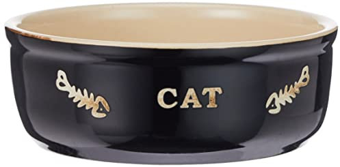 Nobby Katzen Keramikschale Cat, schwarz / beige Ø13,5 x 5 cm, 0,25 ltr.