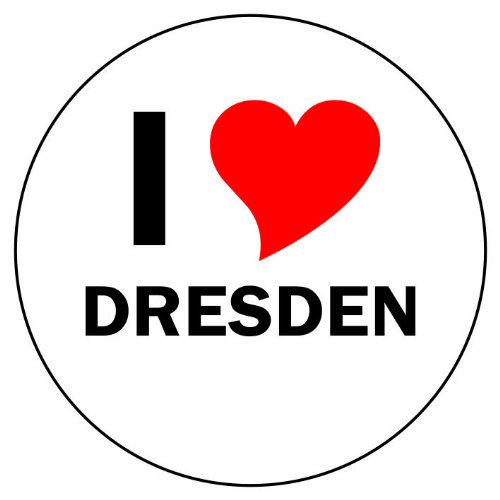 INDIGOS UG Aufkleber - Sticker - Autoaufkleber - I Love Dresden - 8 cm Durchmesser rund - JDM - Die Cut - OEM - Auto - Heckscheibe - aussenklebend, rund, Auto LKW Truck Stadt