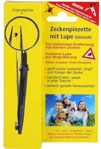 ZECKENPINZETTE Chirurgenstahl mit Lupe 1 St